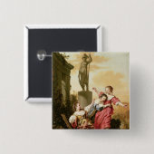 De drie aughters van Cecrops Vierkante Button 5,1 Cm (Voorkant /achterkant)