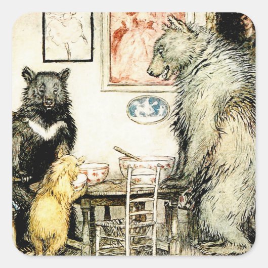 “De drie beren” door Arthur Rackham Vierkante Sticker (Voorkant)