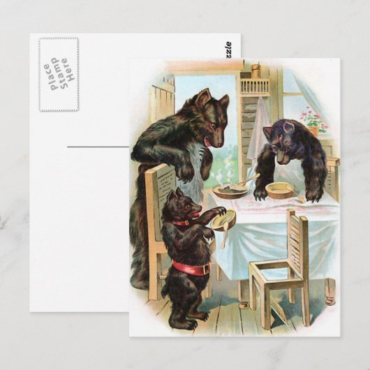 "De drie Beren" Vintage Briefkaart (Voorkant / Achterkant)