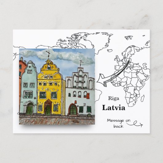 De Drie Broers, Riga Letland Briefkaart (Voorkant)