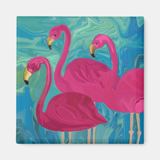 De drie flamigo's magneet (Voorkant)
