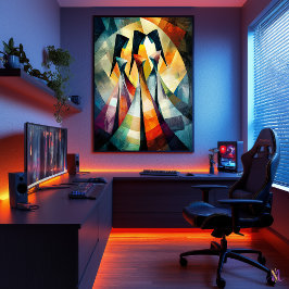 De drie genaden - kubist geïnspireerd door Rubens Poster