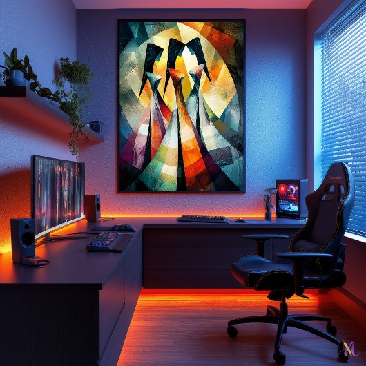 De drie genaden - kubist geïnspireerd door Rubens Poster