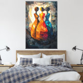 De drie grassen Glas in lood mozaïek artwork Canvas Afdruk (Insitu (Slaapkamer))