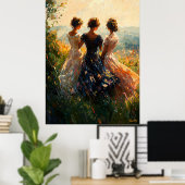 De Drie Gratiën Opnieuw Uitgebeeld in Impressionis Poster (Thuiskantoor)