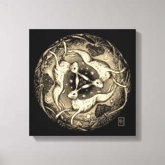 De drie hazen canvas afdruk