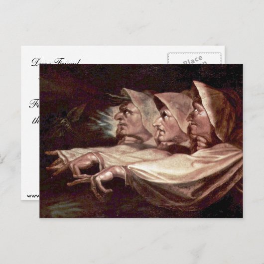De drie heks Engels - de vreemde zussen of T Briefkaart (Voorkant / Achterkant)