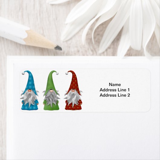 De drie kerst Gnomes geven het adresetiket terug Etiket (Insitu)