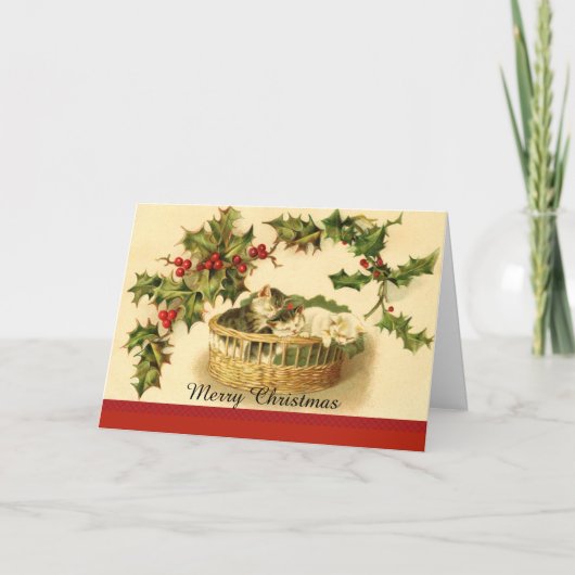 De drie Kittens in een kerstkaart Feestdagen Kaart (Voorkant)