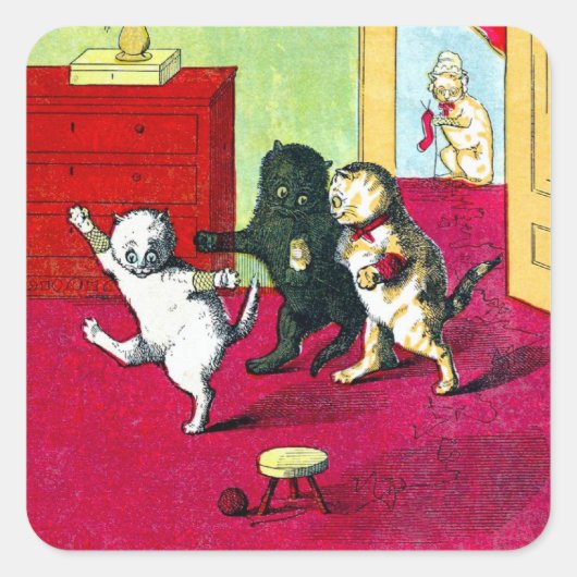 De drie kleine kinderen vierkante sticker (Voorkant)