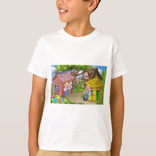 De drie kleine Varkens Fairytale Scene T-shirt (Voorkant)
