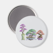 De drie kleurrijke bonsaivaasjes. magneet (Voorkant / Achterkant)