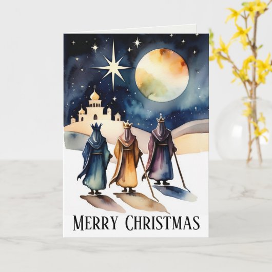 De Drie Koningen Christelijke Religieuze Kerstmis Kaart (Gele Bloem)