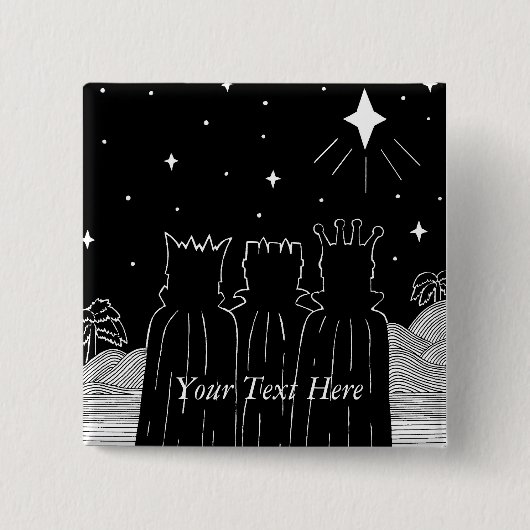 de drie koningen na de kerstster vierkante button 5,1 cm (Voorkant)