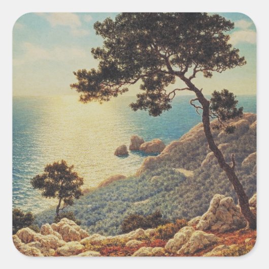 De drie kroonlijsten van de Franse Riviera Vierkante Sticker (Voorkant)