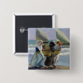 De drie kwartels - Joaquin Sorolla Vierkante Button 5,1 Cm (Voorkant /achterkant)