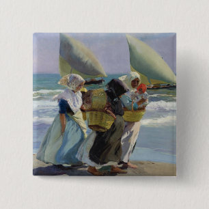De drie kwartels - Joaquin Sorolla Vierkante Button 5,1 Cm