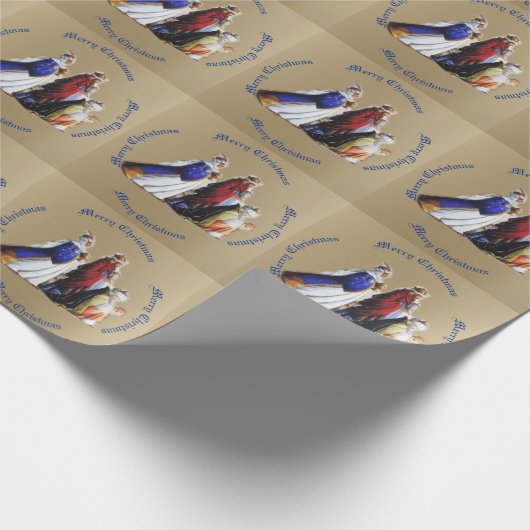 De drie Magi Bearing geschenken & Kerstmis groet Cadeaupapier (Hoek)