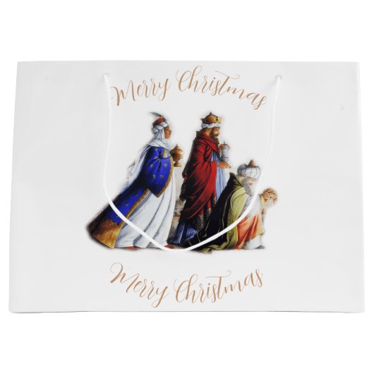 De drie Magi Bearing geschenken & Kerstmis groet Groot Cadeauzakje (Voorkant)