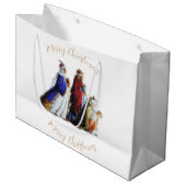 De drie Magi Bearing geschenken & Kerstmis groet Groot Cadeauzakje (Voorkant Gekanteld)