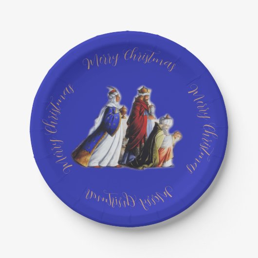 De drie Magi Bearing geschenken & Kerstmis groet Papieren Bordje (Voorkant)