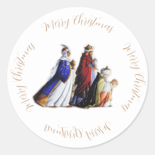 De drie Magi Bearing geschenken & Kerstmis groet Ronde Sticker (Voorkant)