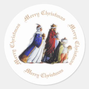 De drie Magi Bearing geschenken & Kerstmis groet Ronde Sticker