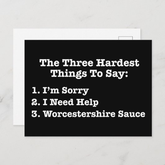 De drie moeilijkste dingen om een grappige prijsop briefkaart (Voorkant / Achterkant)