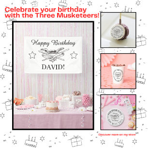 De drie Musketiers Gelukkig Verjaardagsfeest Spandoek