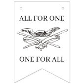 De drie musketiers zijn gelukkig vlaggetjes (Eerste vlag)