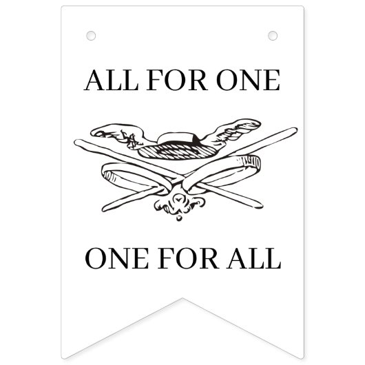 De drie musketiers zijn gelukkig vlaggetjes (Eerste vlag)