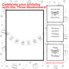 De drie musketiers zijn gelukkig vlaggetjes