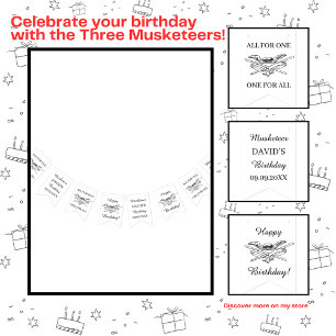 De drie musketiers zijn gelukkig vlaggetjes