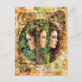 De drie Nornen, Noorse lotsgodinnen Feestdagenkaart