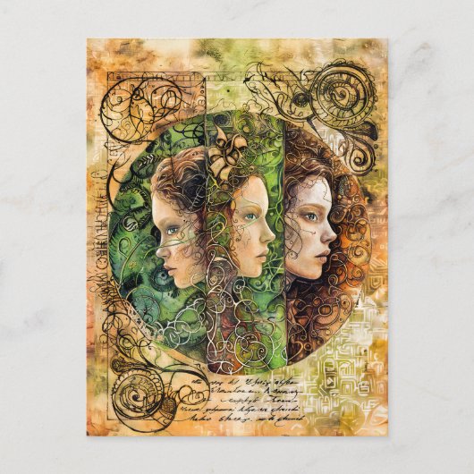 De drie Nornen, Noorse lotsgodinnen Feestdagenkaart (Voorkant)