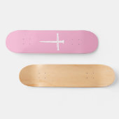 De drie spijkers, roze en wit kruis Christelijk Persoonlijk Skateboard (Horizontaal)