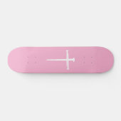 De Drie Spijkers, Roze en Witte Kruis Christelijk Persoonlijk Skateboard (Horizontaal)