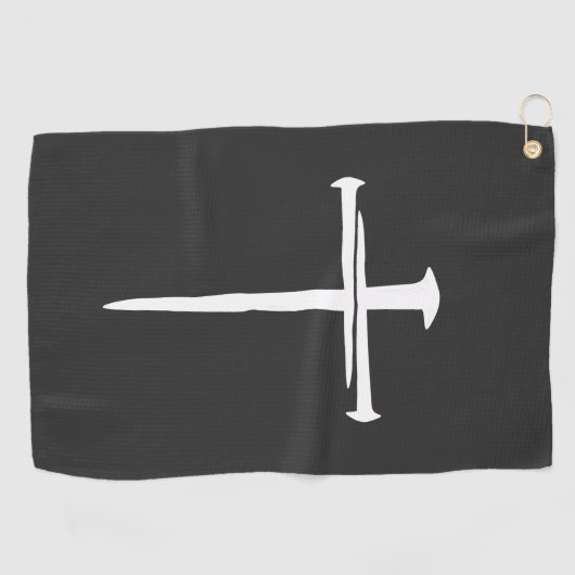 De drie spijkers wit kruis Christelijk Golfhanddoek (Horizontaal)