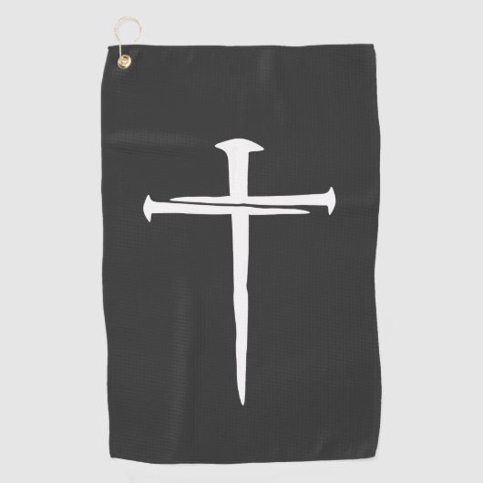 De drie spijkers wit kruis Christelijk Golfhanddoek (Voorkant)