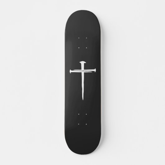 De drie spijkers wit kruis Christelijk Persoonlijk Skateboard (Voorkant)