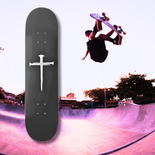 De drie spijkers wit kruis Christelijk Persoonlijk Skateboard