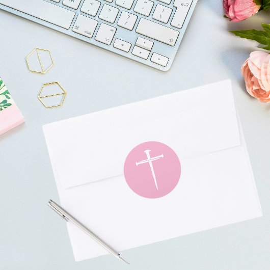 De drie spijkers wit kruis Christelijk Ronde Sticker