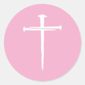 De Drie Spijkers Witte Kruis Christelijk Ronde Sticker (Voorkant)