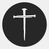 De Drie Spijkers Witte Kruis Christelijk Ronde Sticker (Voorkant)