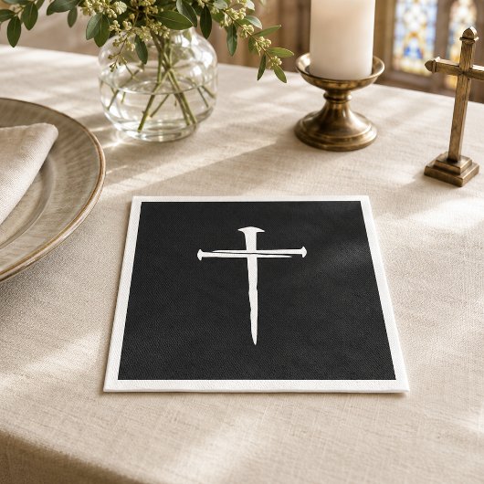 De Drie Spijkers Witte Kruis Christelijk Servet