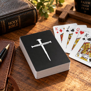 De Drie Spijkers Witte Kruis Christelijke Geloof K Pokerkaarten