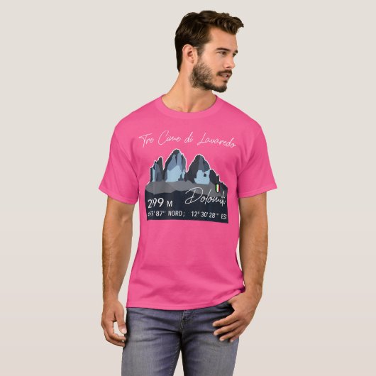 De drie toppen van de berg Tre Cime Lavaredo Dolom T-shirt (Voorkant volledig)