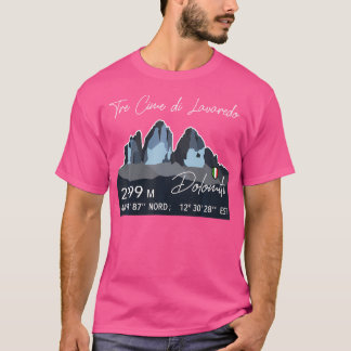 De drie toppen van de berg Tre Cime Lavaredo Dolom T-shirt