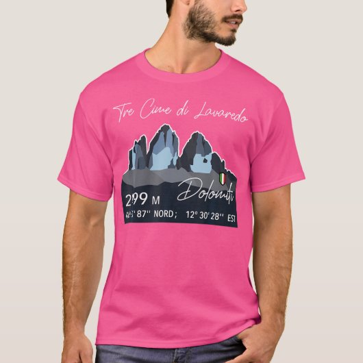 De drie toppen van de berg Tre Cime Lavaredo Dolom T-shirt (Voorkant)