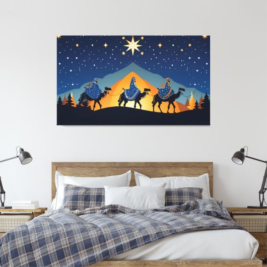 De drie wijze Mannen op kamelen Canvas Afdruk (Insitu (Slaapkamer))